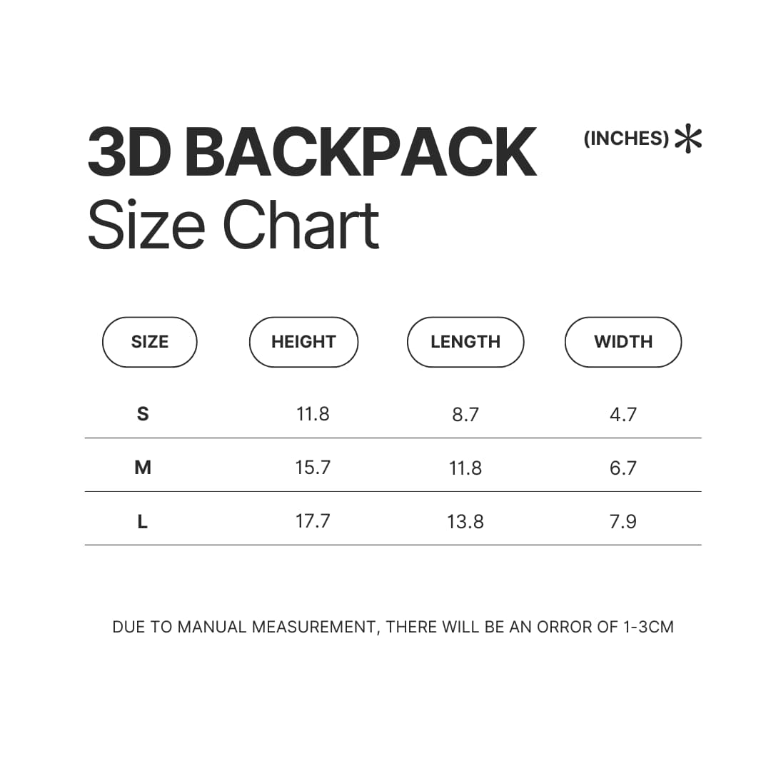 3D Backpack Size Chart - Minecraft UK Shop