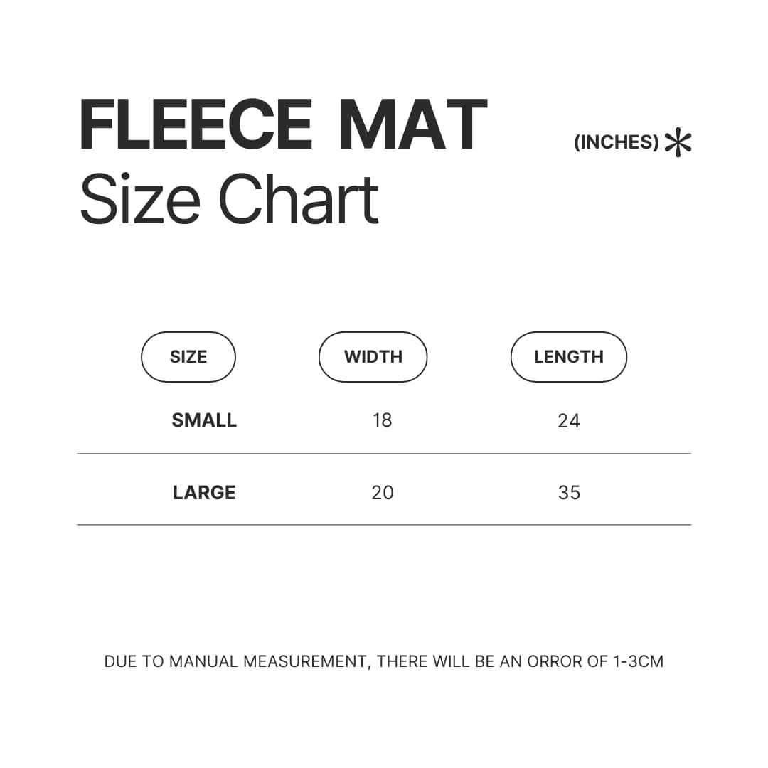Fleece Mat Size Chart - Minecraft UK Shop