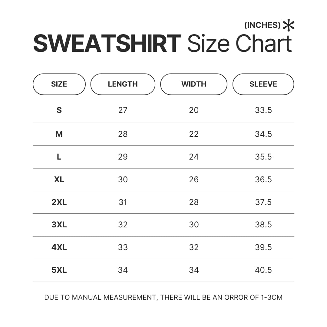 Sweatshirt Size Chart - Minecraft UK Shop