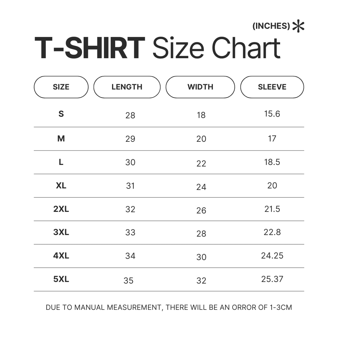 T shirt Size Chart - Minecraft UK Shop
