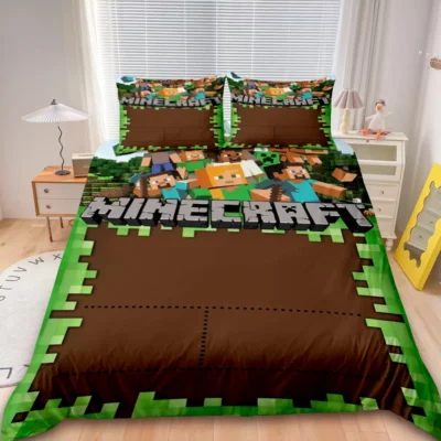 Minecraft Grass Block Logo Bedding Set