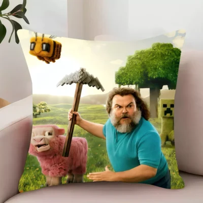 Minecraft Steve & Pig Axe Scene Pillow