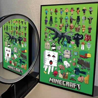 Minecraft Creeper & Mob Pattern Wall Art