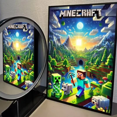 Minecraft Sunrise World & Creeper Adventure Wall Art