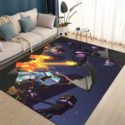 Minecraft Ender Dragon Fire Battle Rug