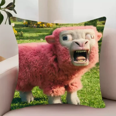 Minecraft Pink Sheep Funny Face Pillow