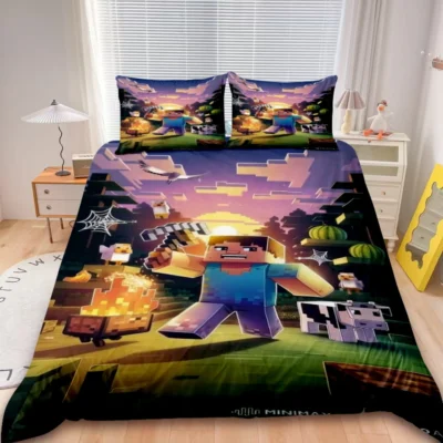 Minecraft Campfire Night Scene Bedding Set