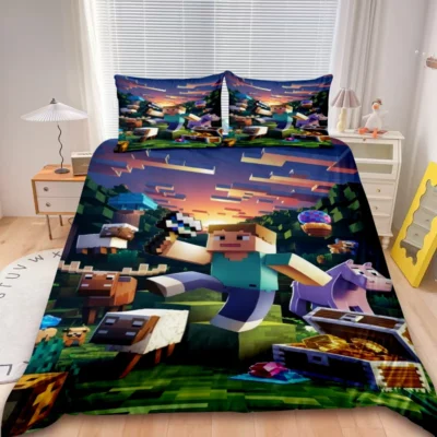 Minecraft Night Battle Adventure Bedding Set