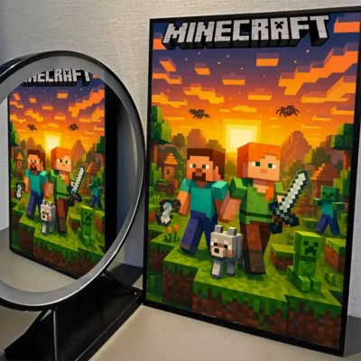 Minecraft Sunset Village Team Wall Art