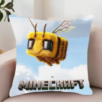 Minecraft Bee Flying Logo Pillow