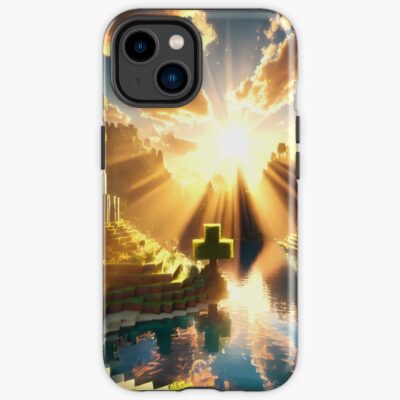 Minecraft Epic Sunrise Over Blocky Mountains Iphone Case