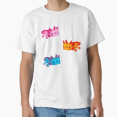 Colorful Minecraft Axolotl Trio T-shirt