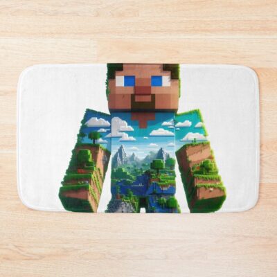 Silhouette Steve Minecraft Bath Mat