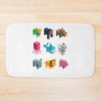 Minecraft Style Animals Sticker Pack Bath Mat