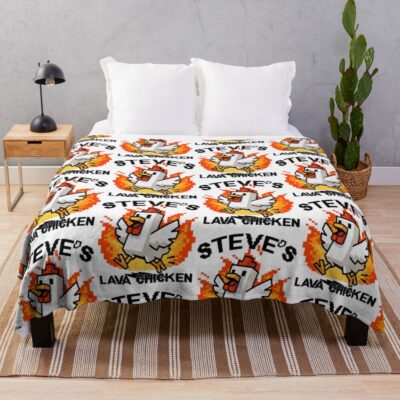 Steve S Lava Chicken Minecraft Movie Throw Blanket