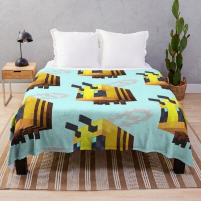 Cute Minecraft Bee Throw Blanket