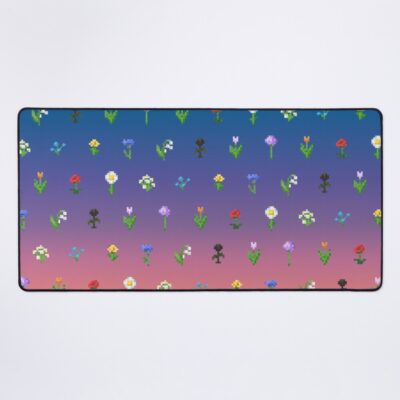 Minecraft Flower Pattern With Purple Sunset Mouse Pad