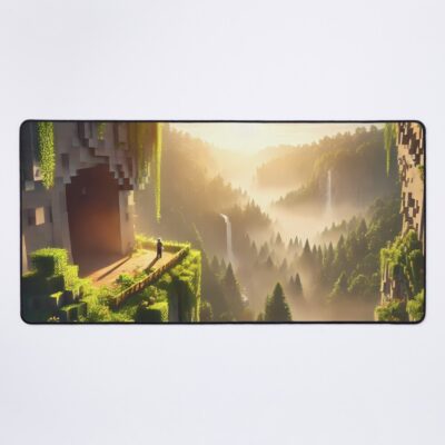 Breathtaking View Of A Minecraft World Cliffs And Caves Mouse Pad