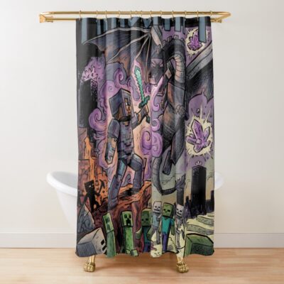 Minecraft Steve Alex Creeper Enderman Diamond Sword Shower Curtain