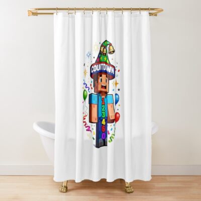 Minecraft New Year Countdown Shower Curtain