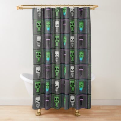 Merry Minecraft Mobs Shower Curtain