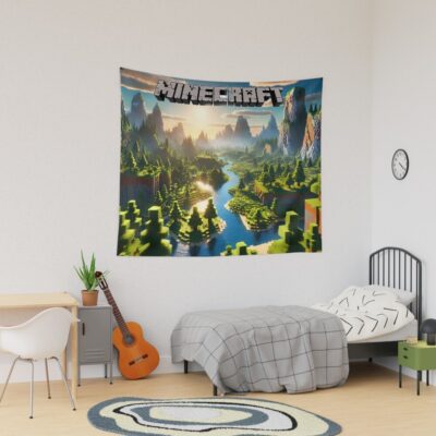 Minecraft Digital Rendering Of A World Tapestry