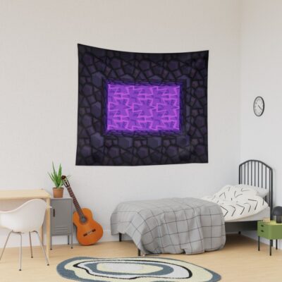 Obsidian Nether Portal Purebdcraft Tapestry